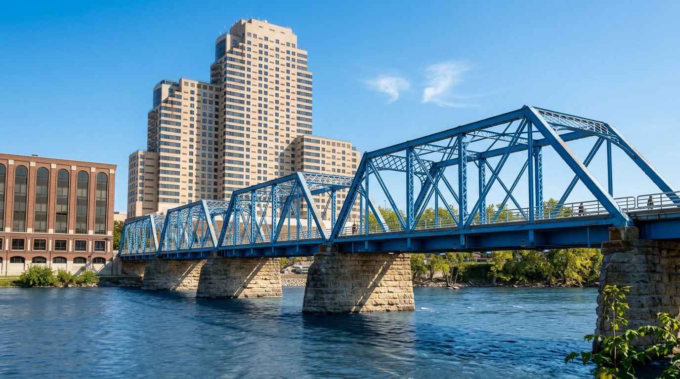 Grand Rapids blue bridge
